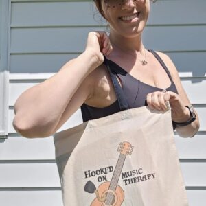 Hooked on Music Therapy small tote bag